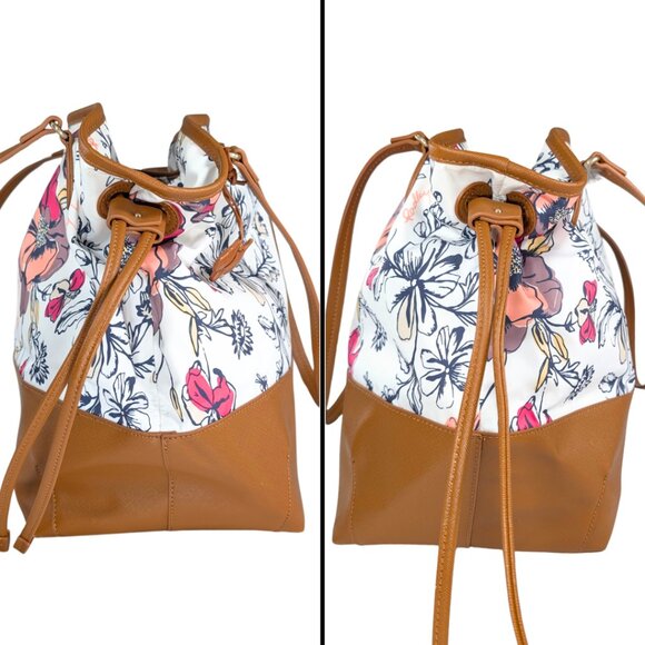 Radley London Dane Park Sketchy Floral Large Nylon Tan Leather Tote & Dust Bag - Picture 4 of 10